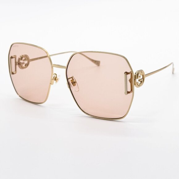 NEW GUCCI GG1207SA 001 SUNGLASSES WOMEN GOLD/PINK EYEWEAR - Picture 4 of 13
